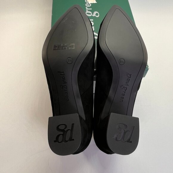 Paul Green Witt Black Suede Pointed Toe Pump Size 5.5 Mid Block Heels - Picture 11 of 16